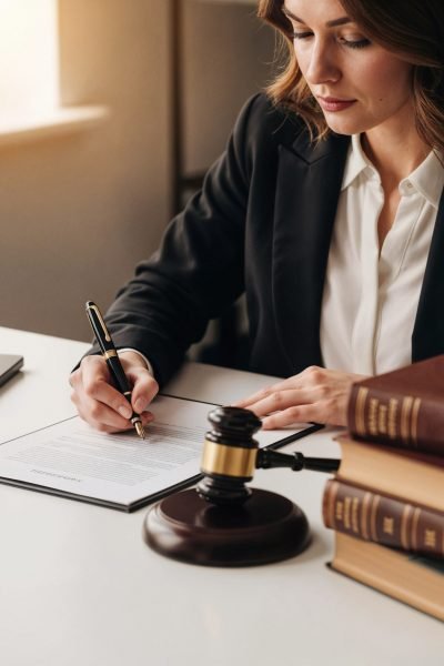 lawyer-signing-documents-with-gavel-books lawyer-signing-documents-with-gavel-books