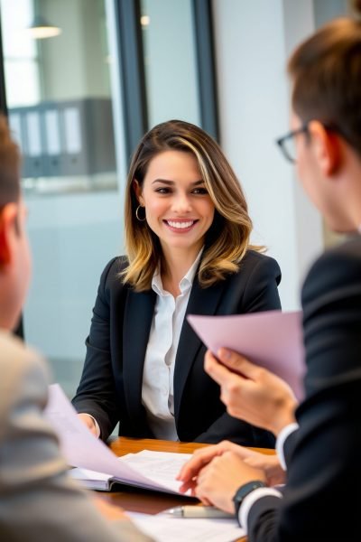 “Smiling Female Financial Advisor Consulting Client in Office Meeting” "Smiling Female Financial Advisor Consulting Client in Office Meeting"